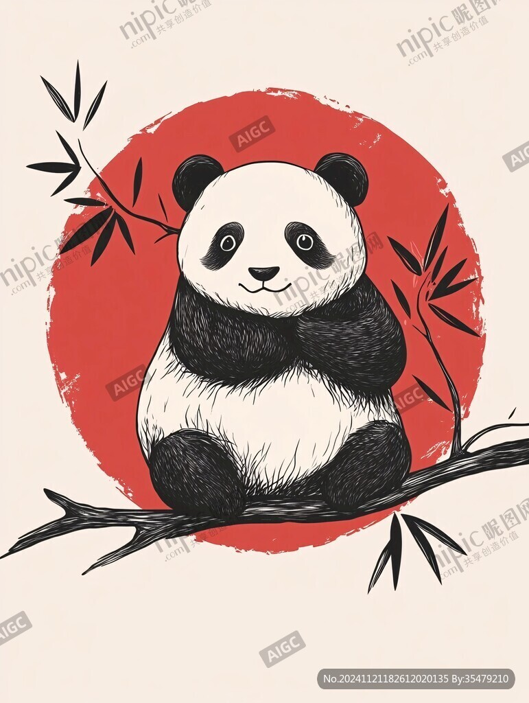 大熊猫插画海报