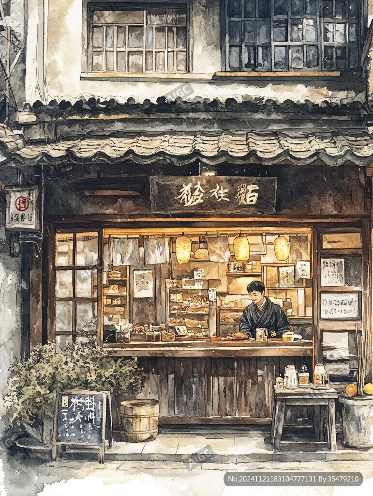 街边小店插画