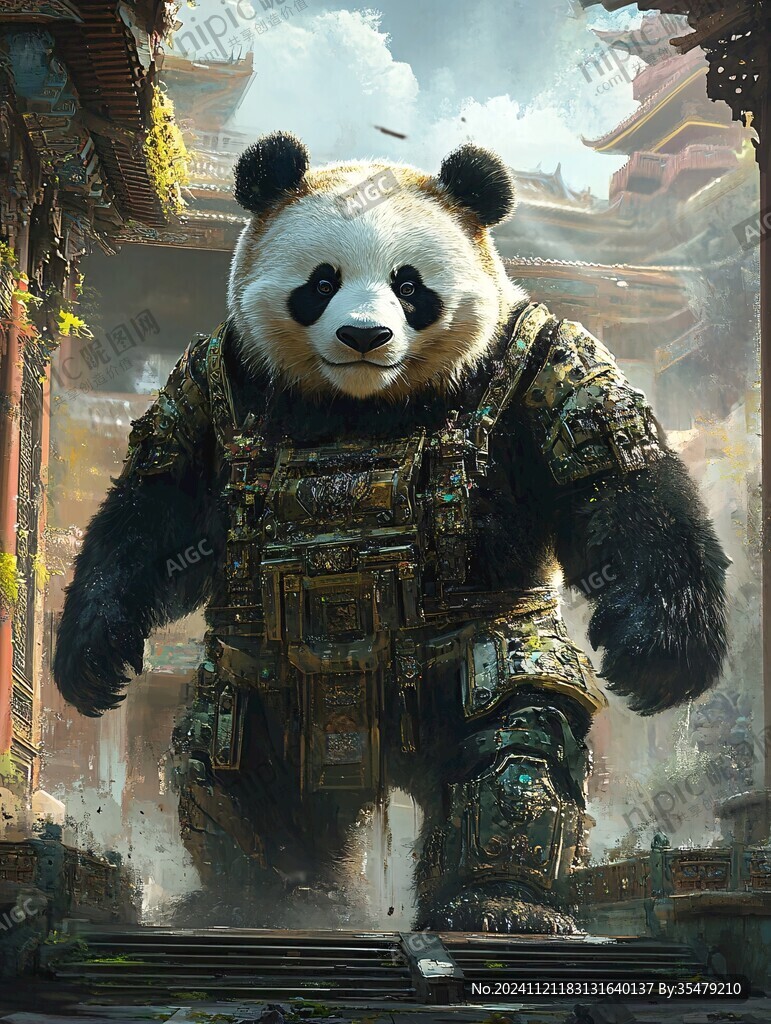 写实熊猫插画