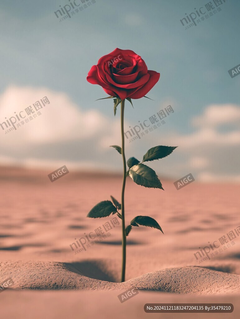 一支玫瑰花朵盛开鲜花
