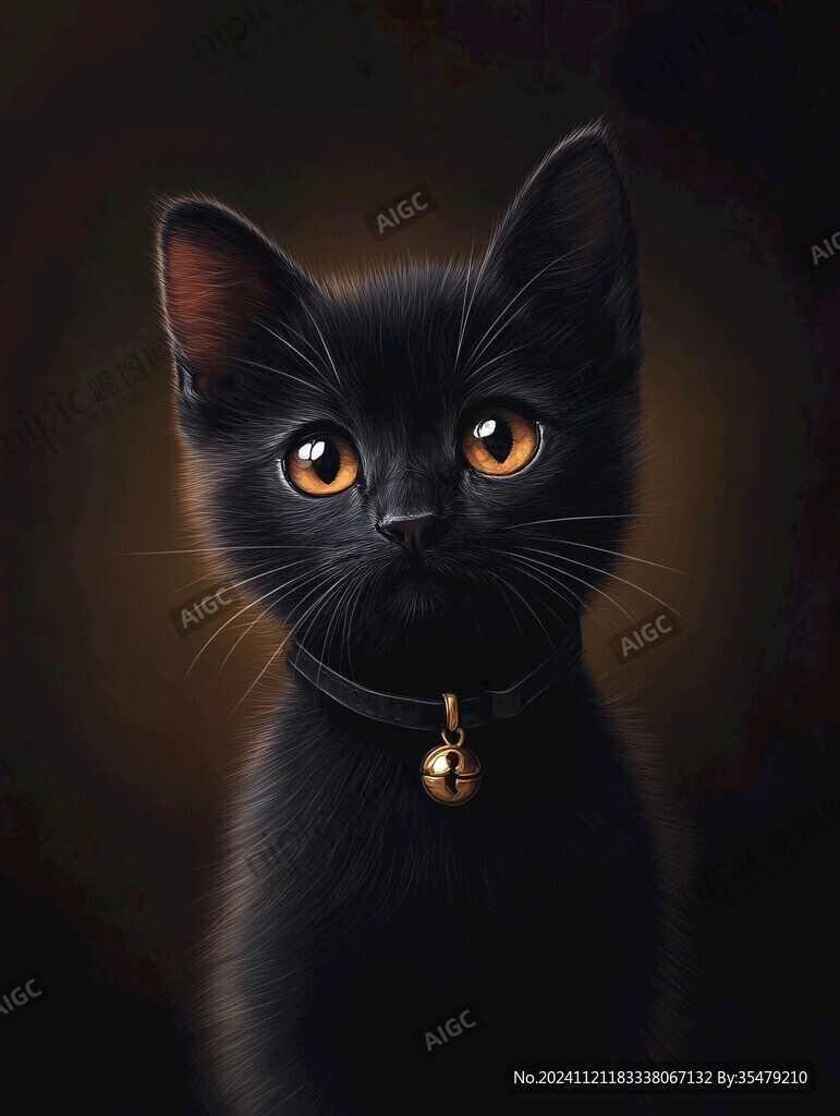 小黑猫插画