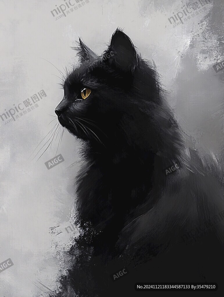 小黑猫插画