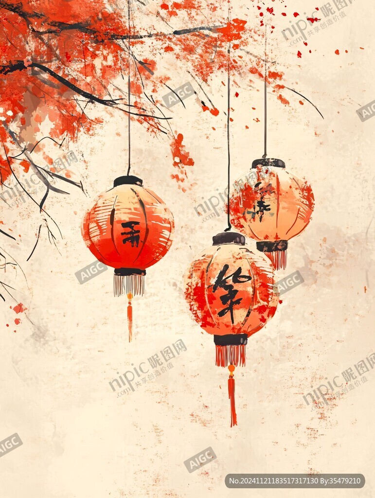 红灯笼插画