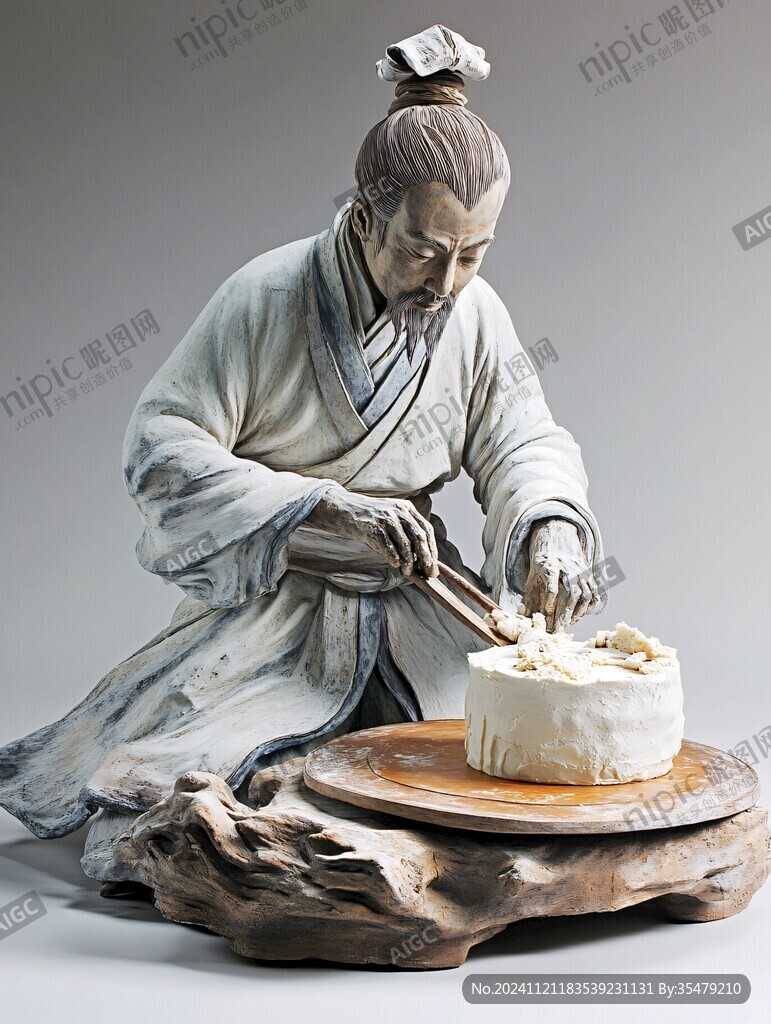 古代人物制阿胶雕塑