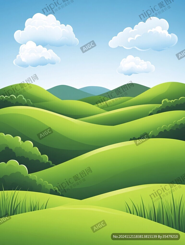 绿色丘陵自然风景