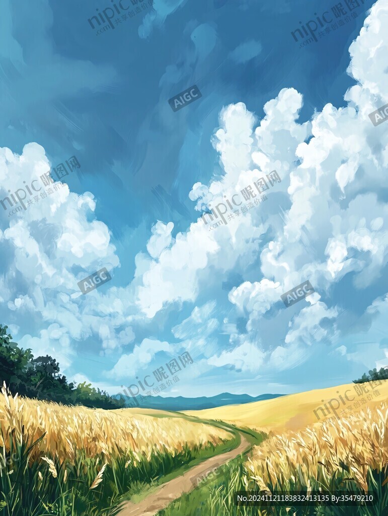 小麦田插画