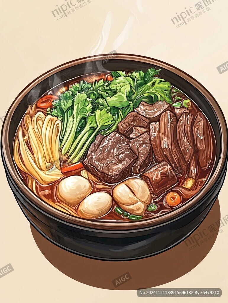 牛肉板面插画