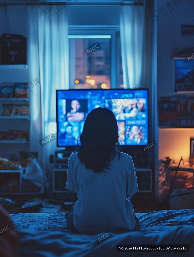看电视背影