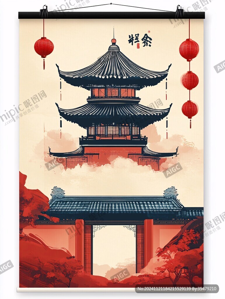 古城楼插画