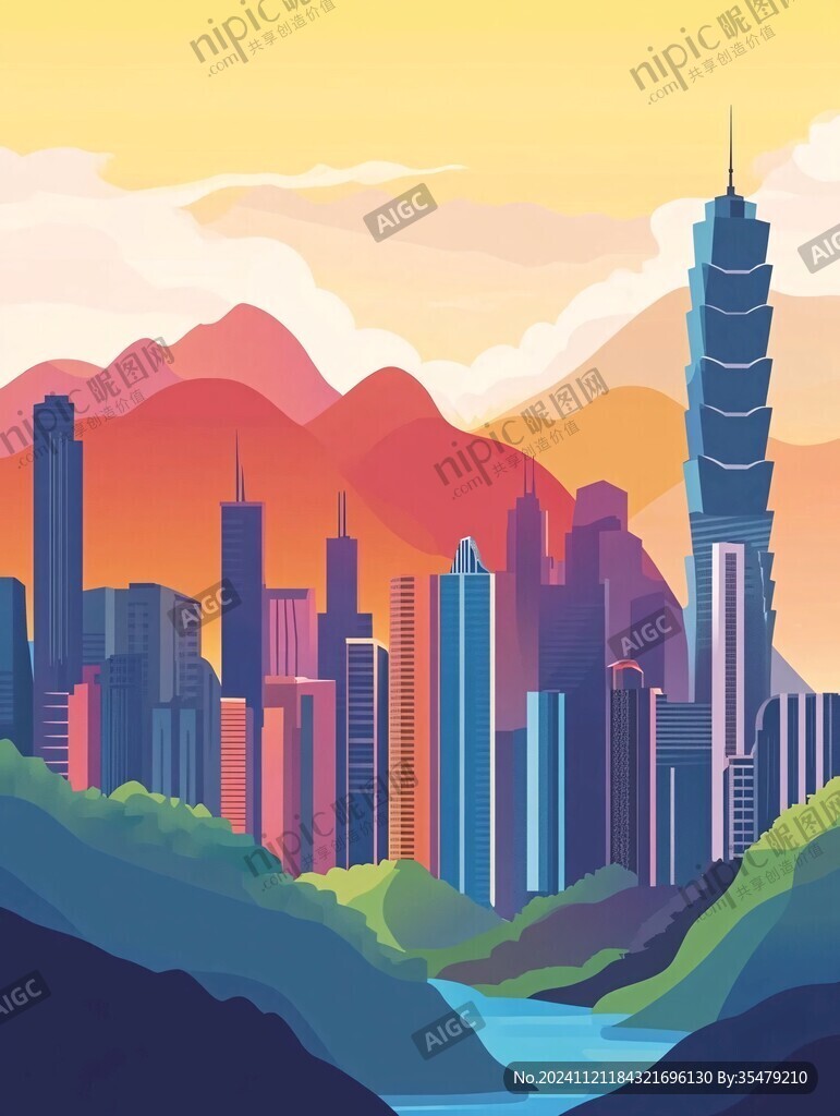 港澳台城市建筑插画