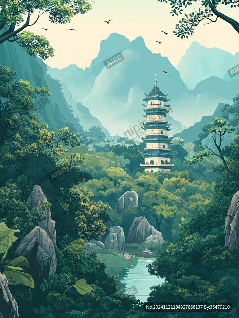 宝光塔插画