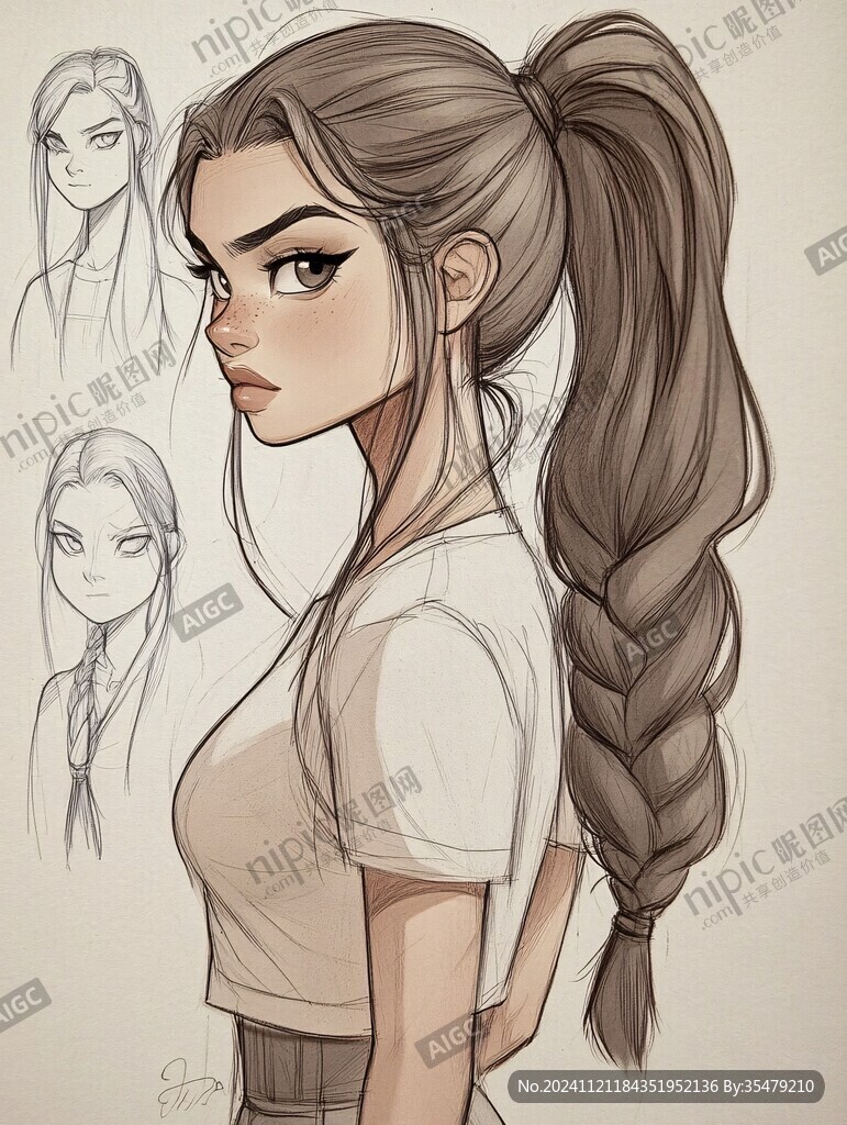高精女孩原画稿