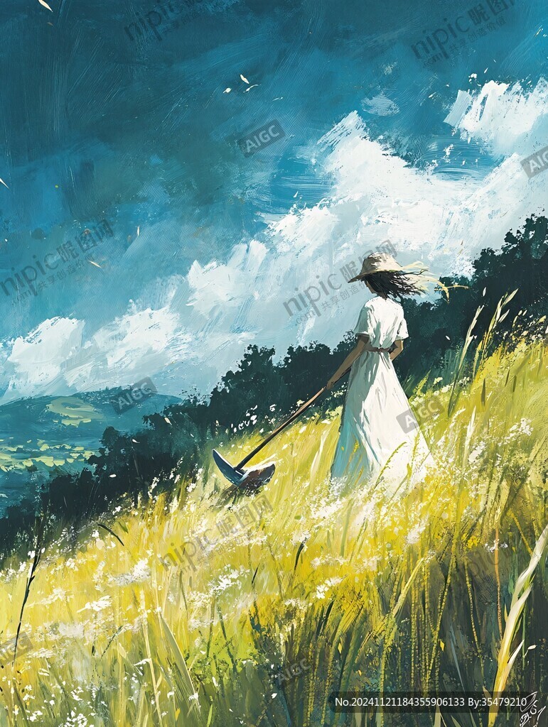 女孩风景画