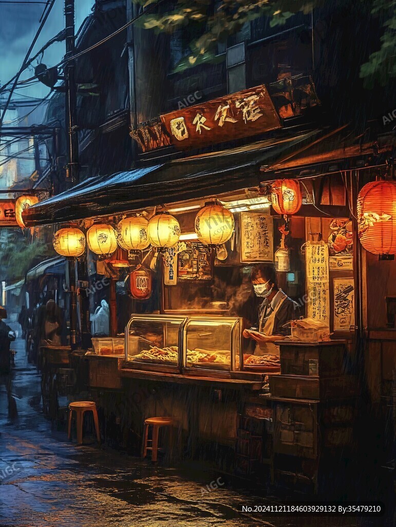 夜宵店插画