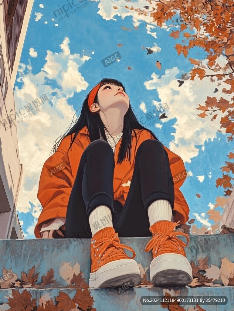 青春风少女插画