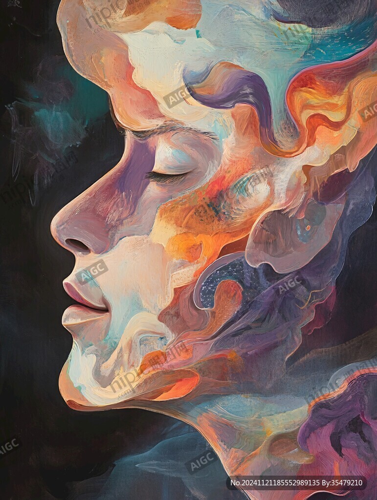 人脸色块拼接装饰画