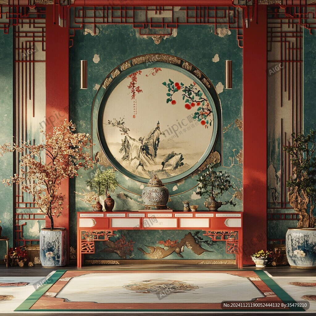 花鸟阁楼故宫背景墙