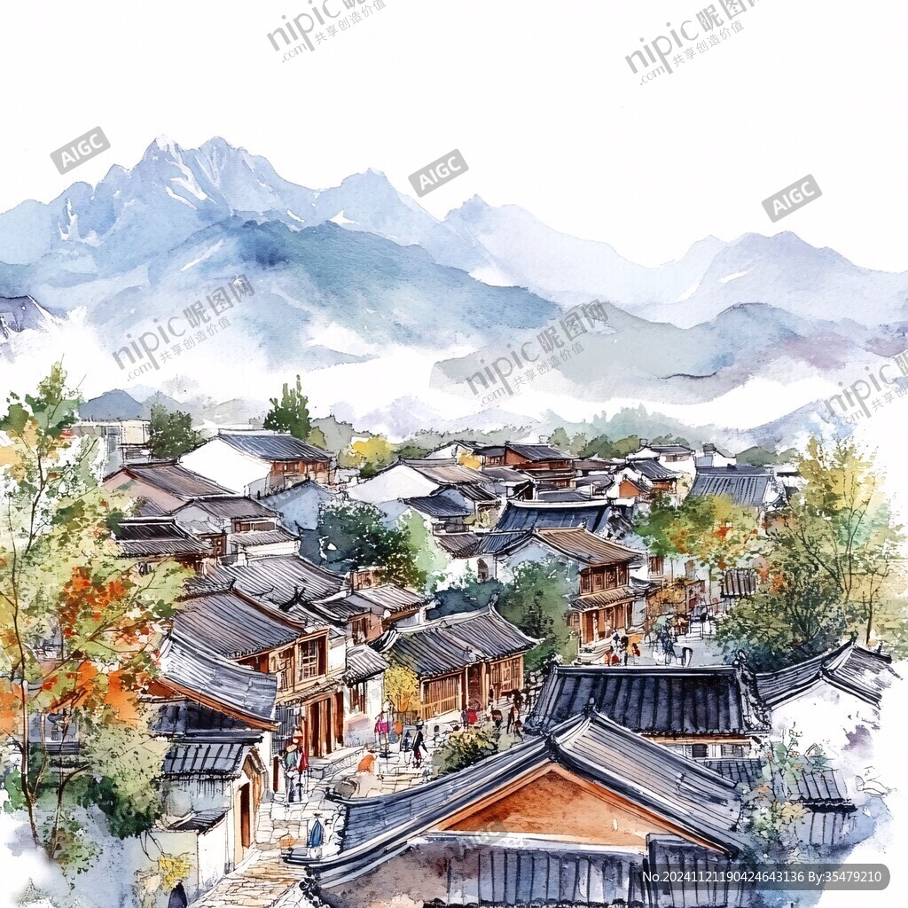 束河古镇插画