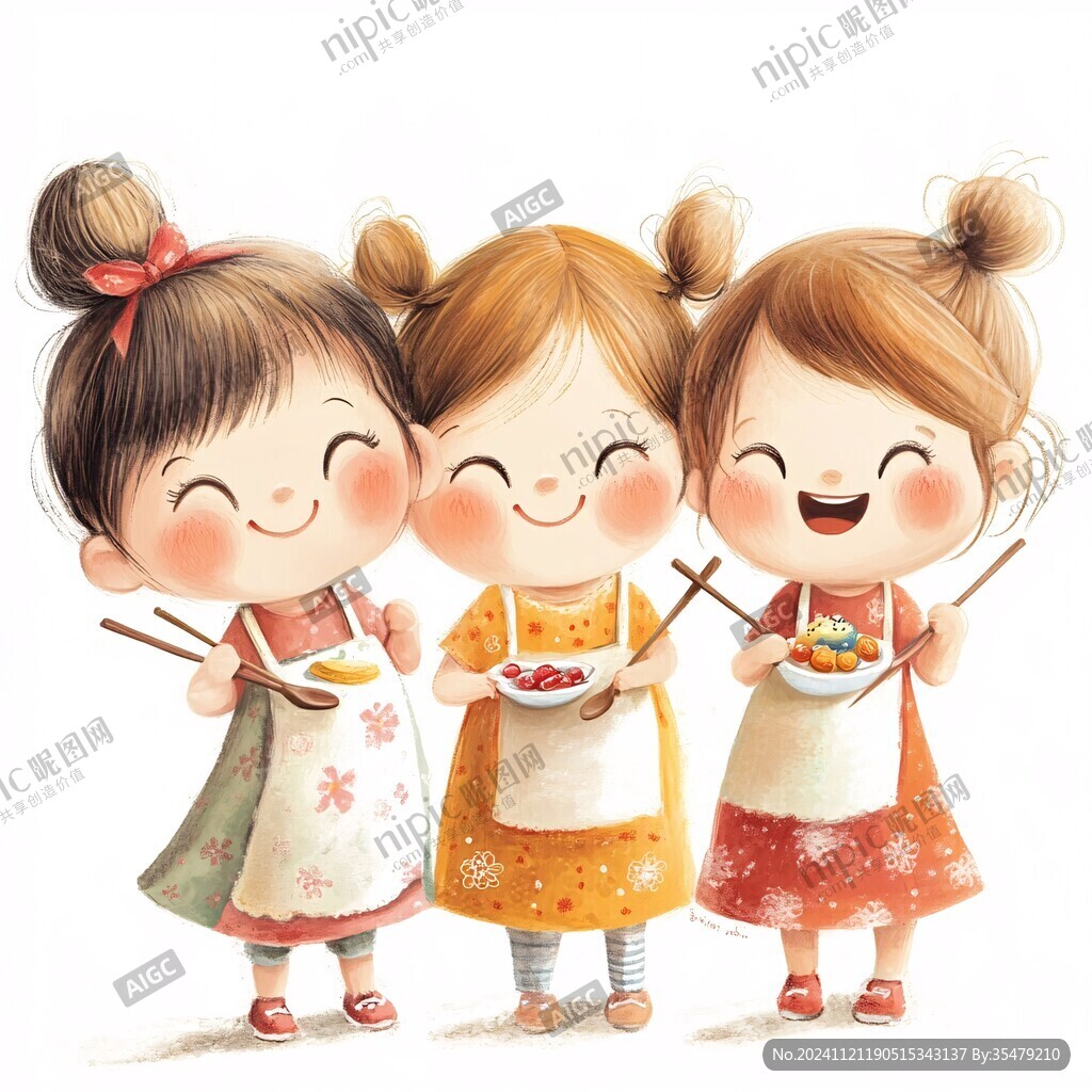 卡通馋嘴小孩