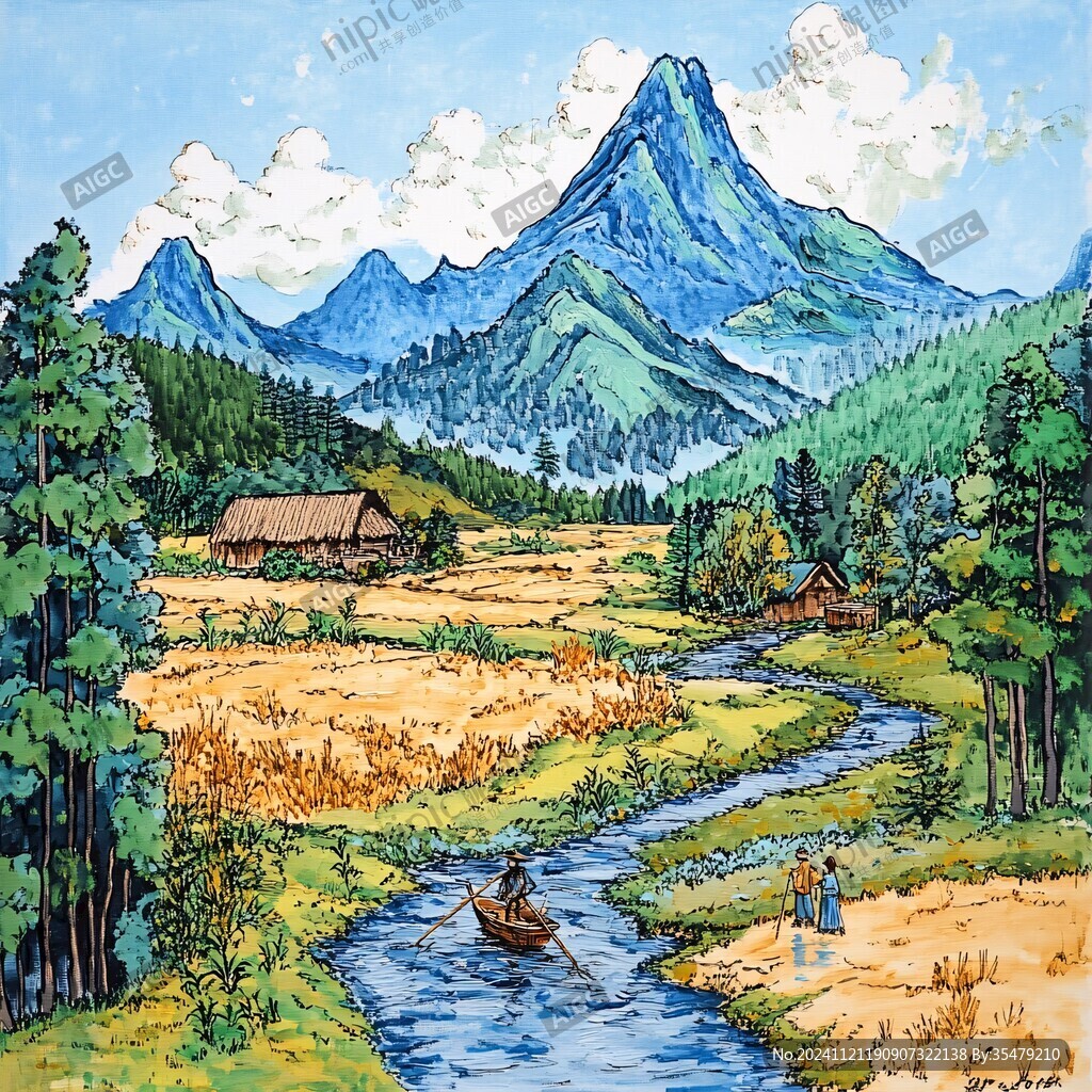 禾木风景插画