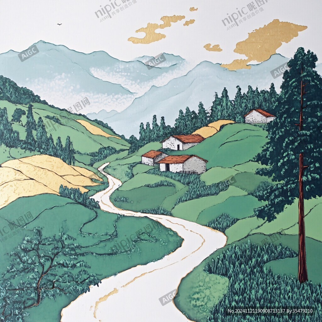 美丽乡村绘画