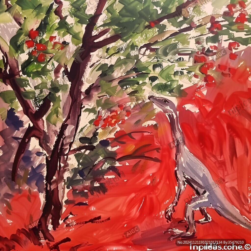 松鼠水粉画
