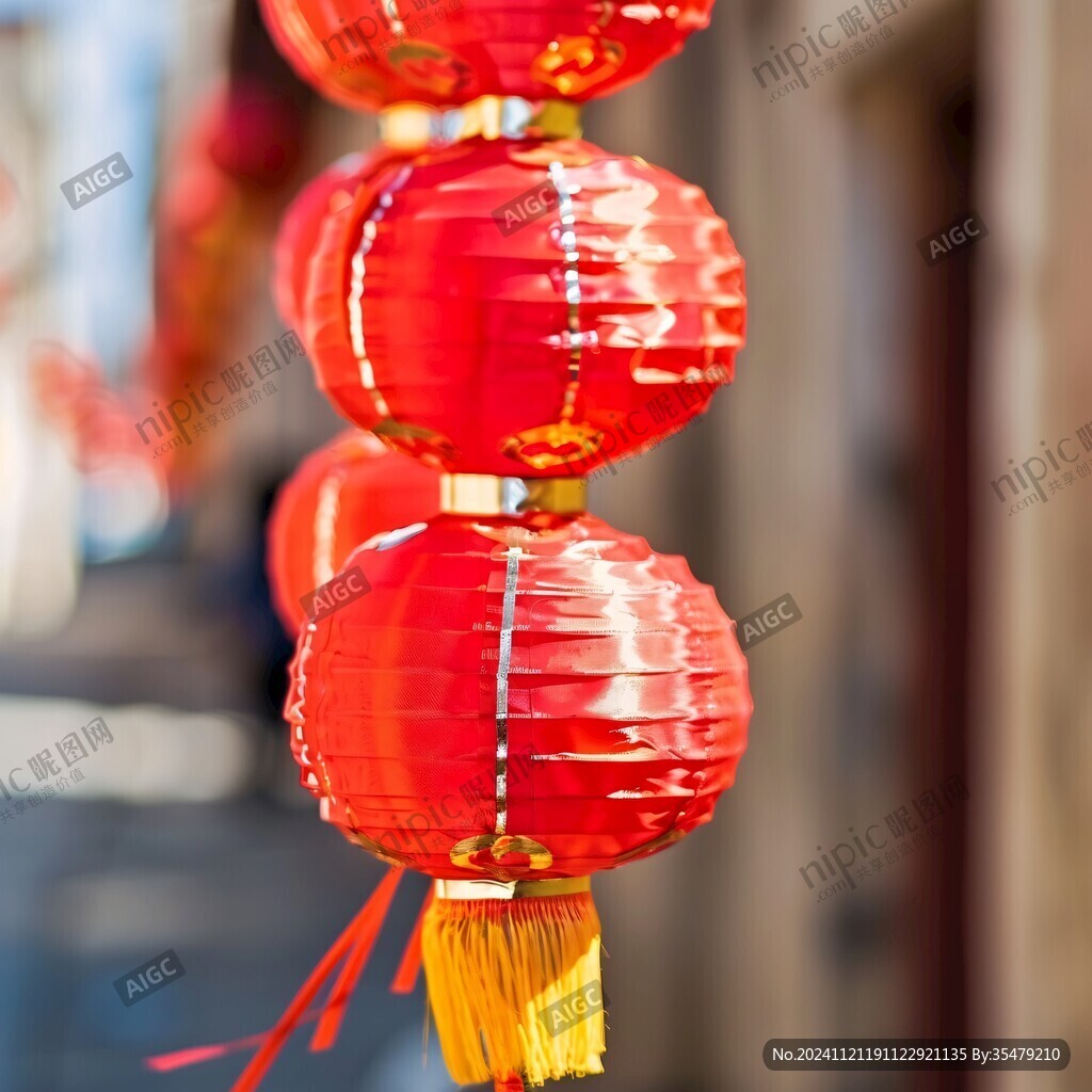红色新年灯笼街拍