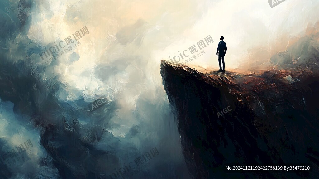 站在悬崖边上的男人