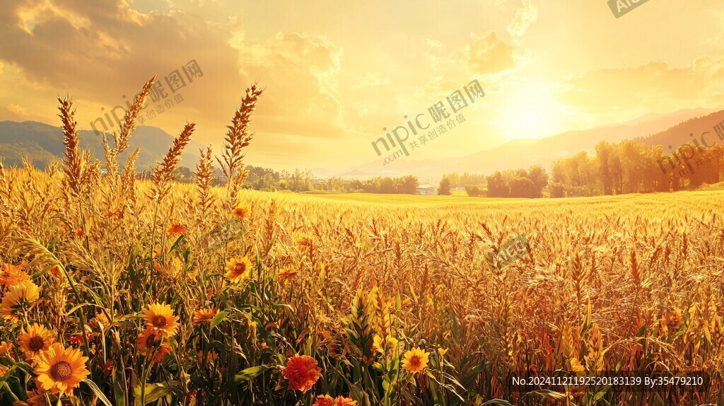 唯美夕阳花海