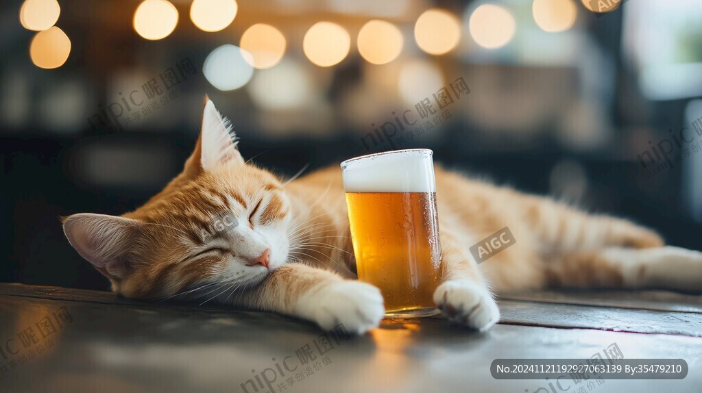 喝饮料的猫