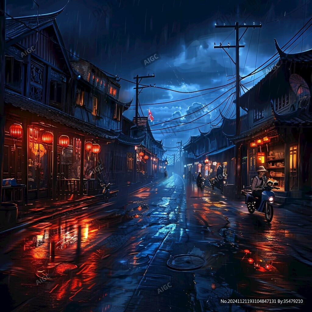 雨巷插画