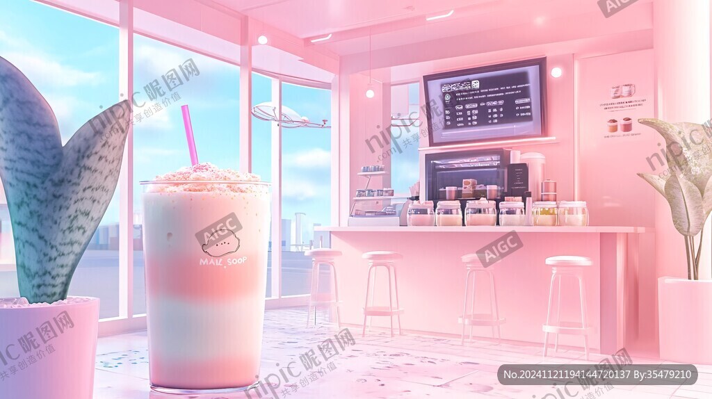 奶茶店绘画