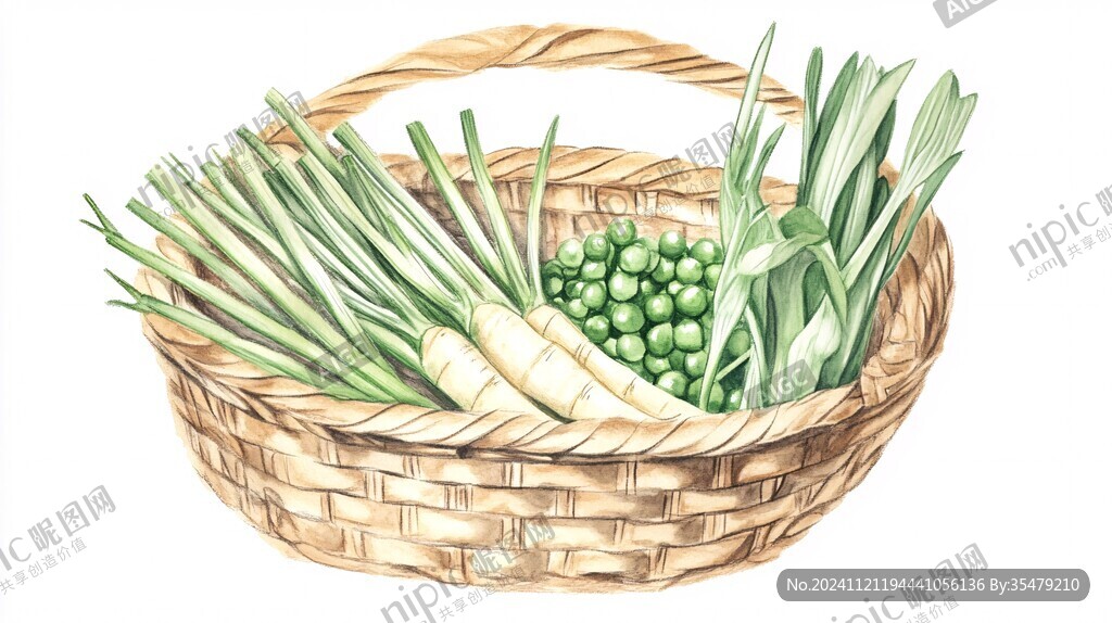 手绘香葱插画