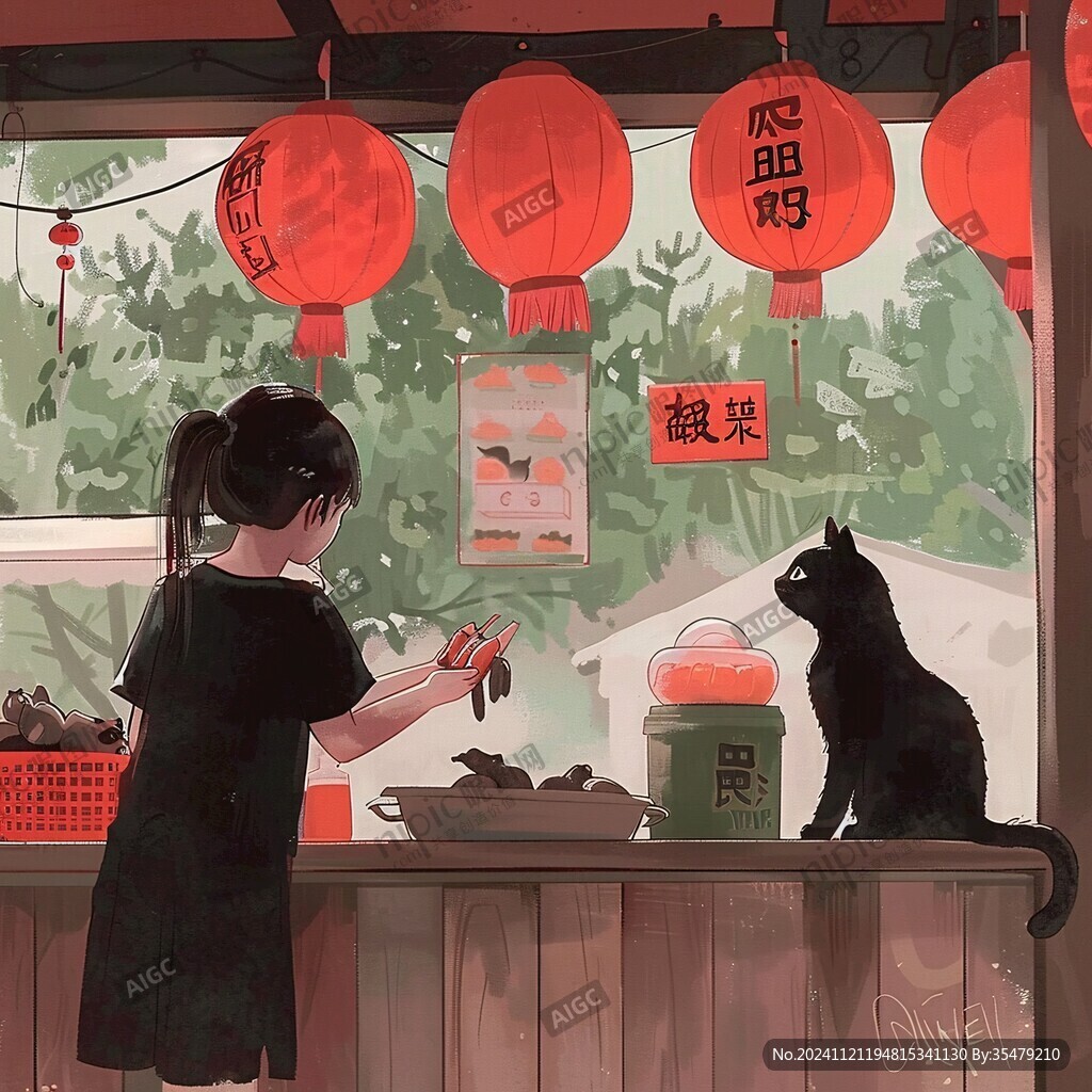 春节治愈插画