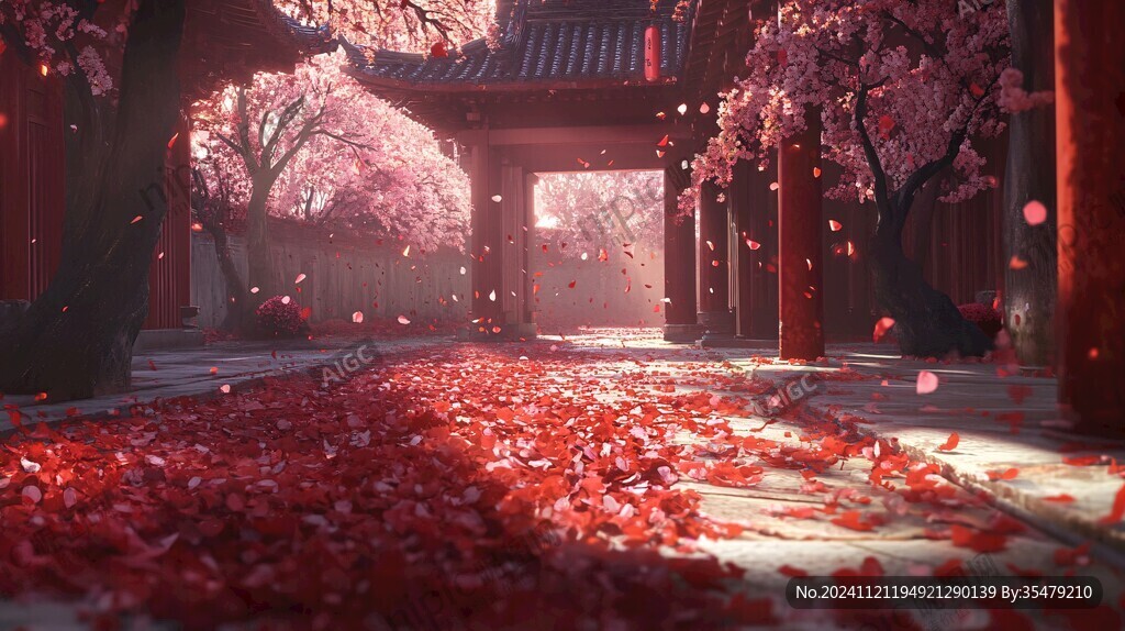 落花意境图