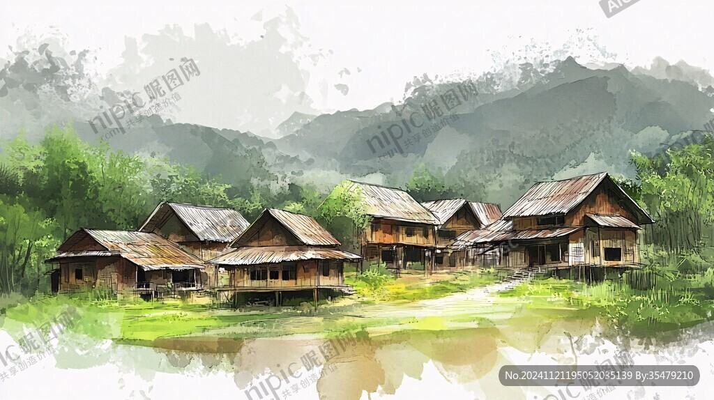 清迈水彩水墨建筑设计