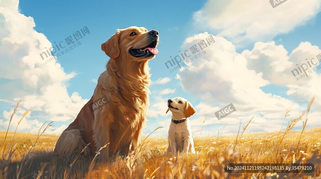 金毛犬插画