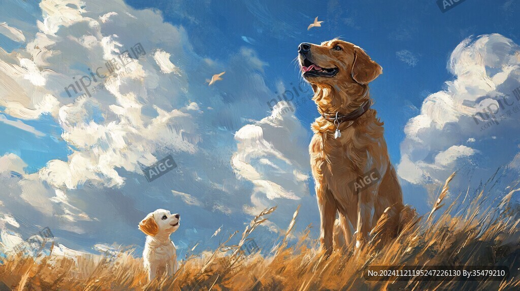 金毛犬插画