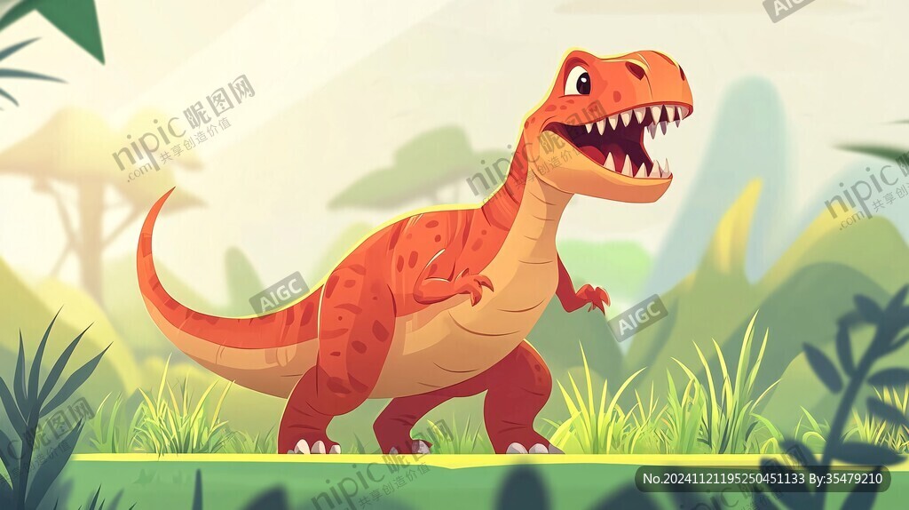 扁平卡通恐龙插画