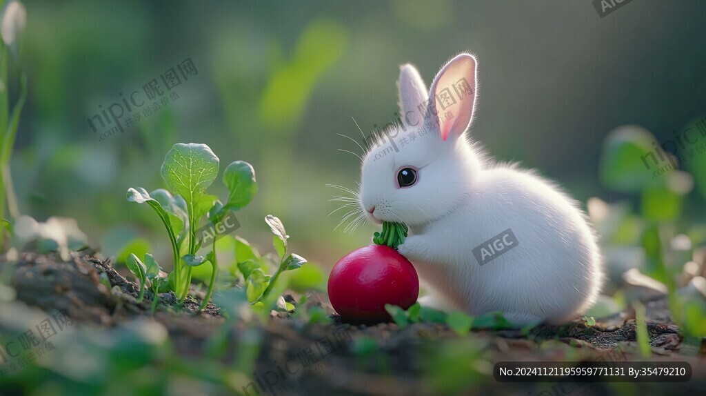 毛茸茸红眼睛小白兔