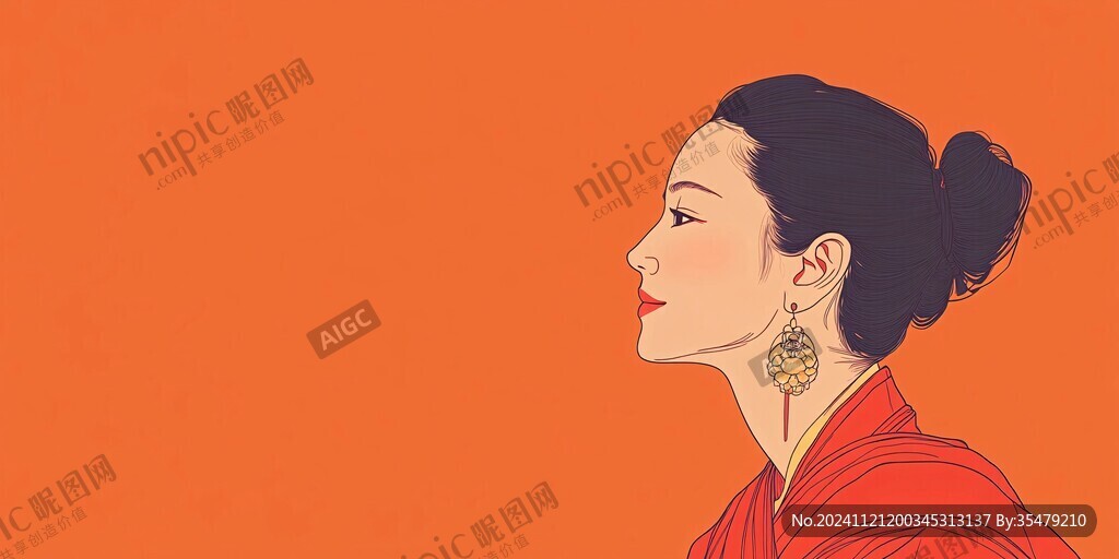 手绘女性侧脸
