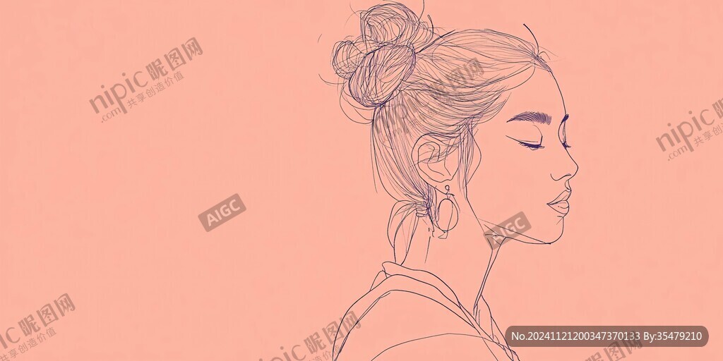女人侧脸线稿