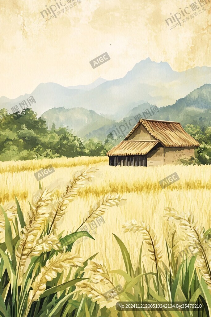 稻田风景插画