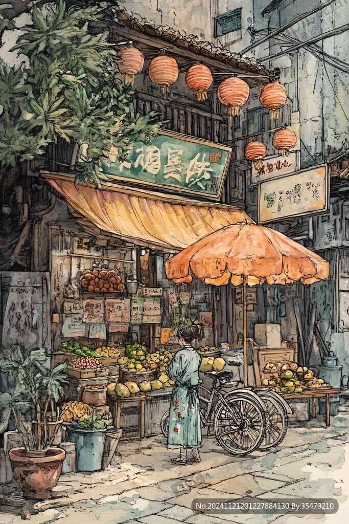 街边小店插画