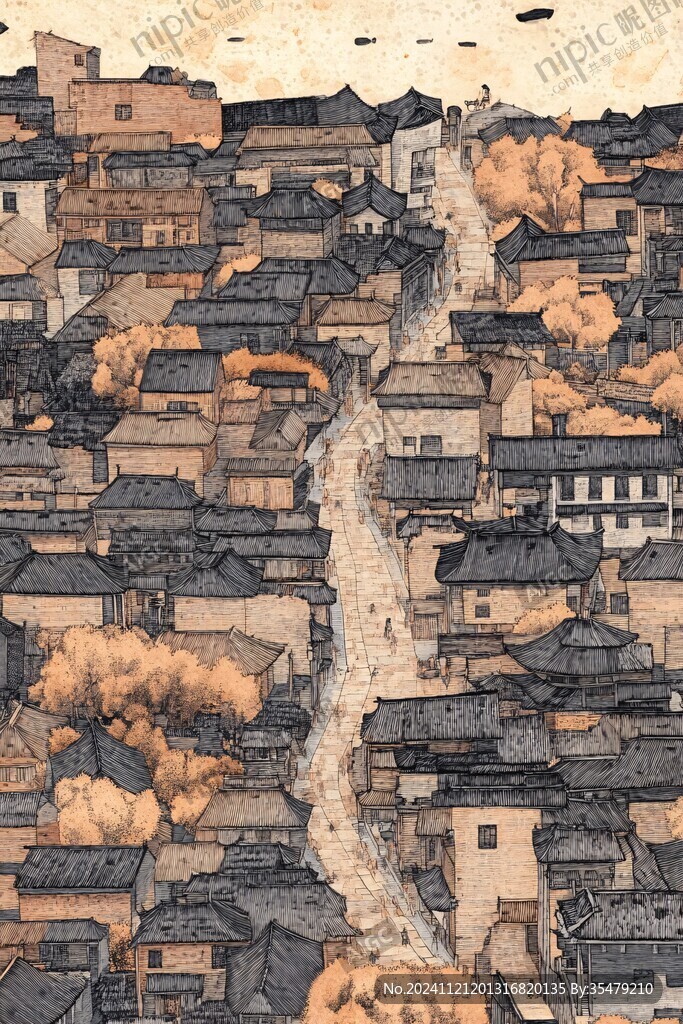 乌镇插画手绘装饰画