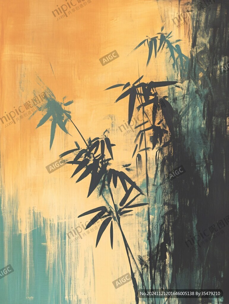巨幅竹影装饰画