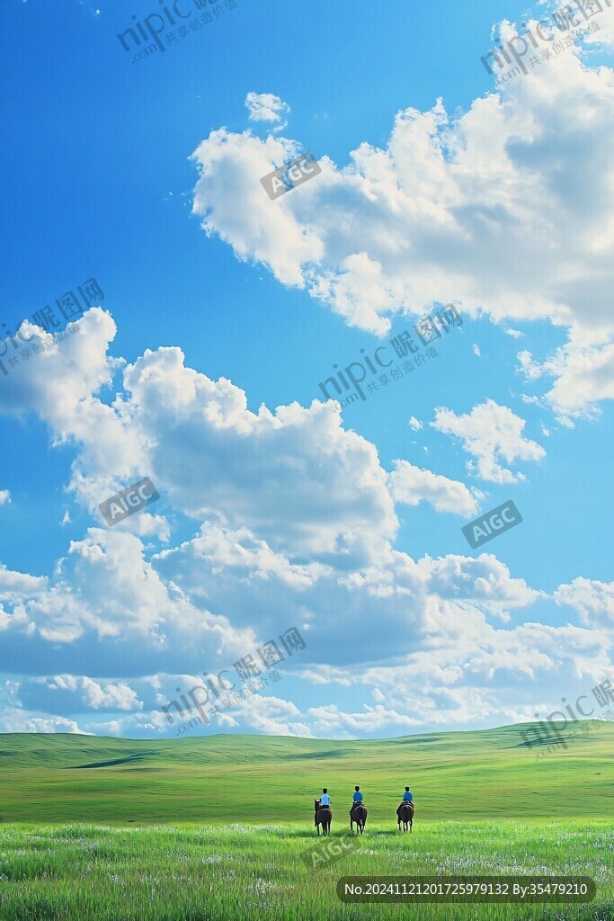 蓝天白云草原骏马