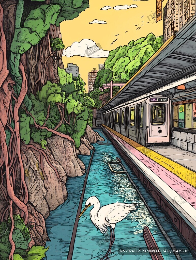 地铁插画