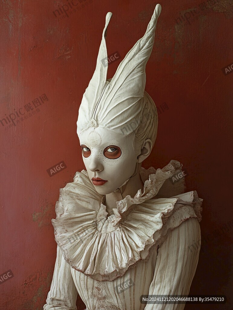白色少女脸谱工艺品