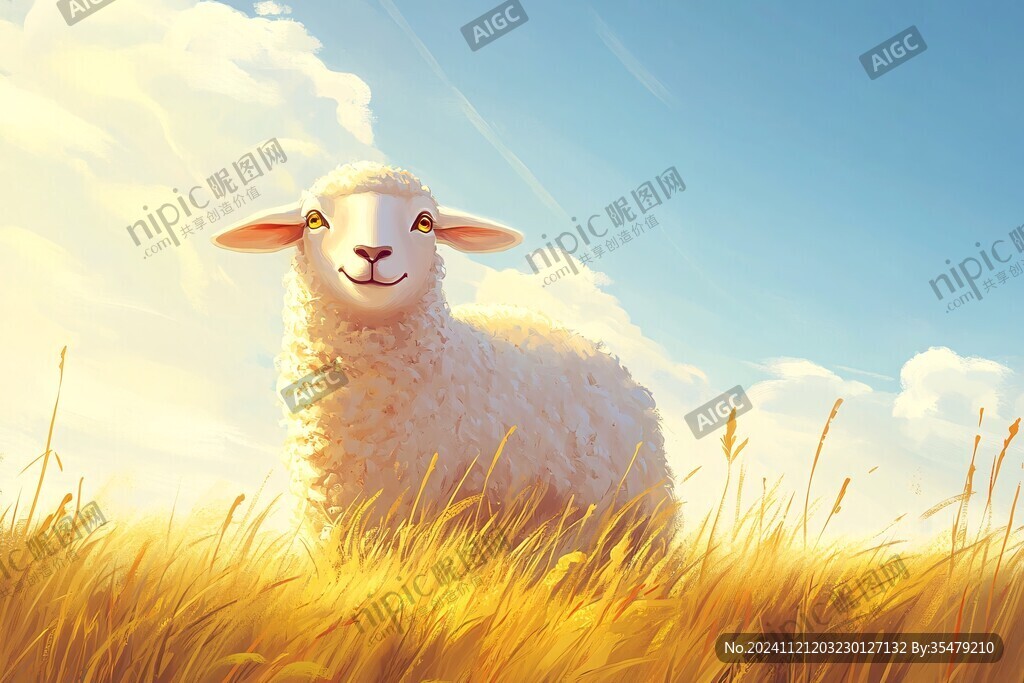草原绵羊插画